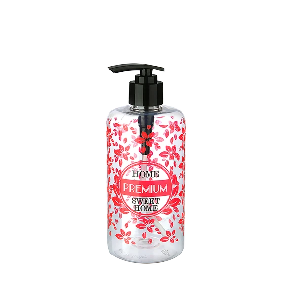 Şeffaf Sıvı Sabunluk Yuvarlak Plastik Pompalı 500 ML ürün görseli 1