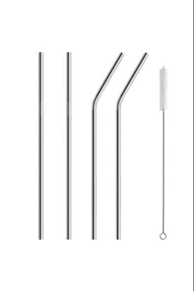 5 Parça Metal Pipet - Paslanmaz Çevre Dostu Metal Pipet Fırça Seti ürün görseli 1