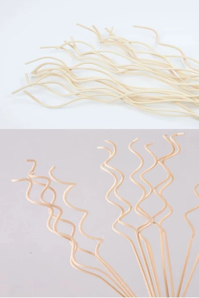 3 Adet Dalgalı Model Aromaterapi Dağıtıcı Rattan Sopa- Ev Dekor Şişe - Koku Yağı Ahşap Difüzör Çubuk - Resim 3