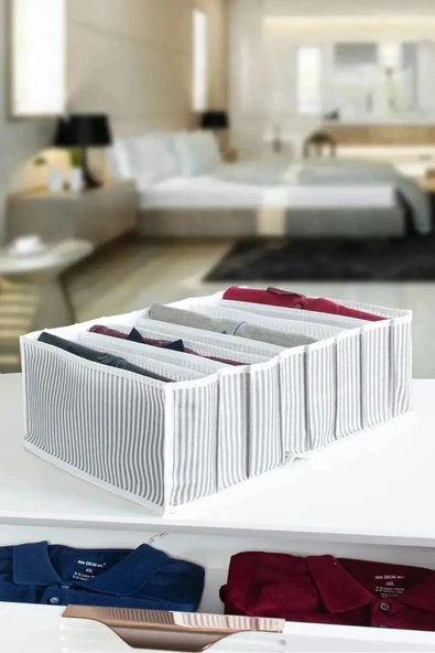 8 Bölmeli  XL Pratik Bölmeli Çekmece Düzenleyici Organizer(İç Çamaşırı Kravat Çorap Düzenleyici) - Resim 2