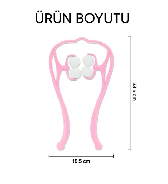Boyun Bacak Ayak Bel Masaj Aleti Çok Fonksiyonlu Manuel 4 Tekerlekli - Pembe - 3