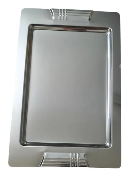 Tepsi - Çelik Kahve Sunum Tepsisi 46 x 30 Cm