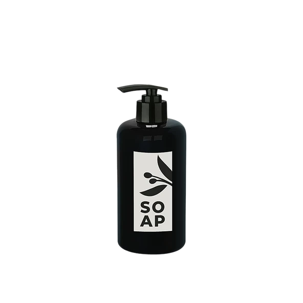 Sıvı Sabunluk Yuvarlak Plastik Pompalı 500 ML - Siyah ürün görseli