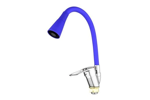 Oynar Başlıklı Çelik Spiral Üzeri Silikon Kaplama Musluk Başlığı Kobra Fonksiyonlu Musluk - Mavi ürün görseli