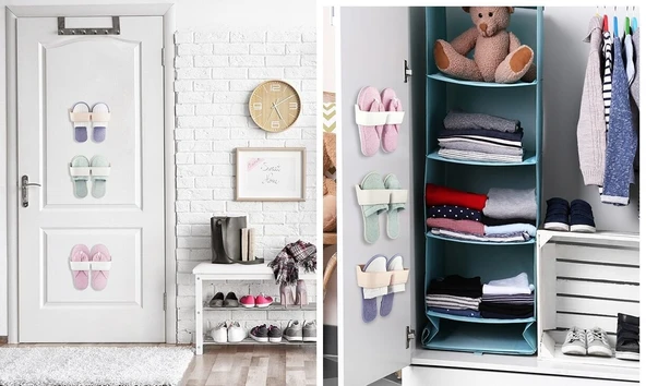 Banyo Terlik Tutucu - Kapı Arkası Pratik Raf - Terlik Tutucu Beyaz ürün görseli 1