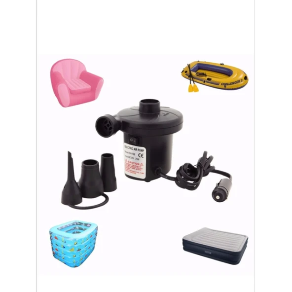 Yatak Şişirme Havuz Şişirme - Boşaltma Pompası Araç Şarj 12V - Resim 3