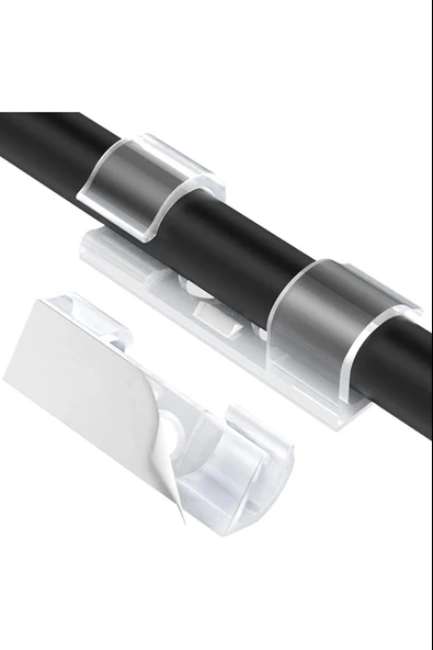Kablo Sabitleyici Klipsler 20 Adet Kablo Düzenleyici Duvar Fayans Cam Kablo Tutucu Yapışkanlı Klips - 2
