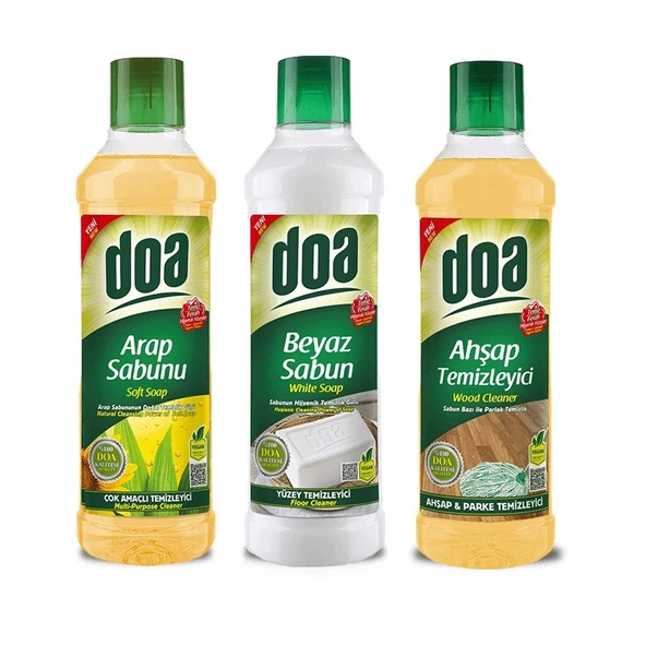 Doa Yüzey Temizleyici 1 Lt Ahşap - Arap Sabunu - Beyaz Sabun 3 Lü Set ürün görseli