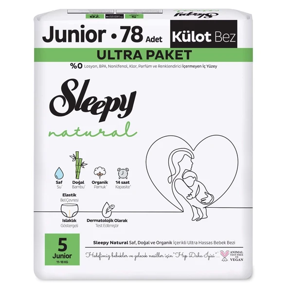 Sleepy Natural Külot Bez 2'Li Ultra Paket 5 Beden 78 Adet