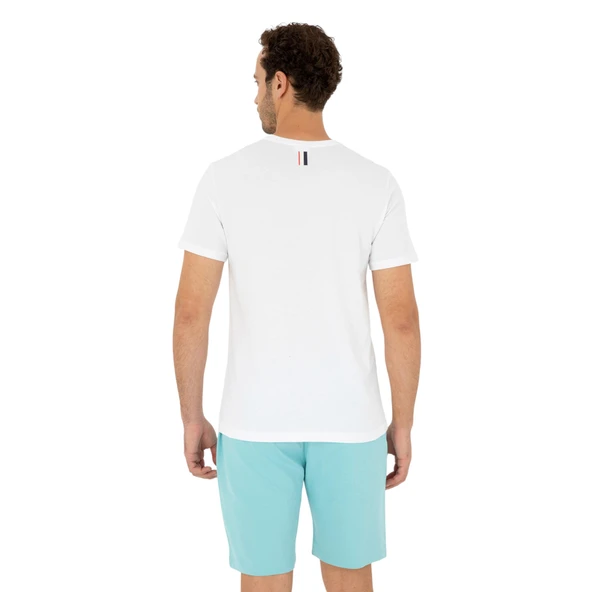 Erkek Regular Fit Bisiklet Yaka Beyaz Tişört - Resim 6