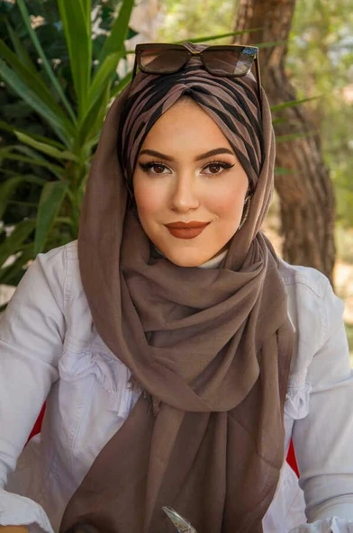 Vizon Zebra Feminen Desenli Hazır Şal - Resim 3