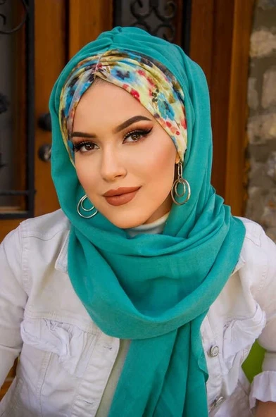 Mint Fulya Çiçek Desen Hazır Şal ürün görseli