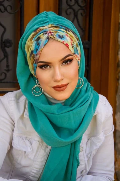 Mint Fulya Çiçek Desen Hazır Şal - Resim 3