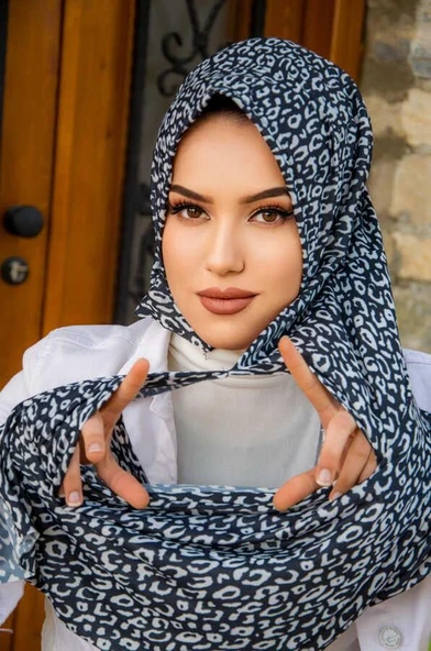 Siyah beyaz Desen Double Şal - Resim 3