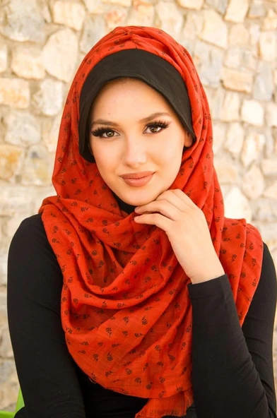 Taba Çiçek Baskılı Şapkalı Şal ürün görseli