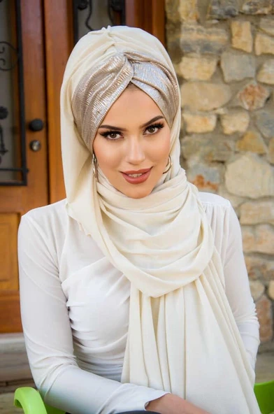 Kemik Dore Varaklı Burgu Hazır Şal - Resim 3