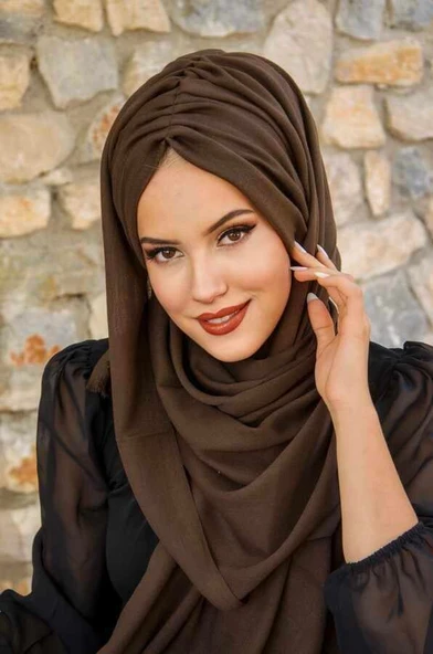 Kahve Büzgülü Hazır Şal ürün görseli