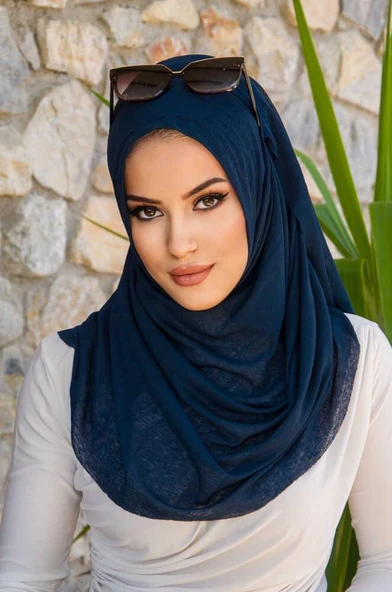 Lacivert Double Şal - Resim 2