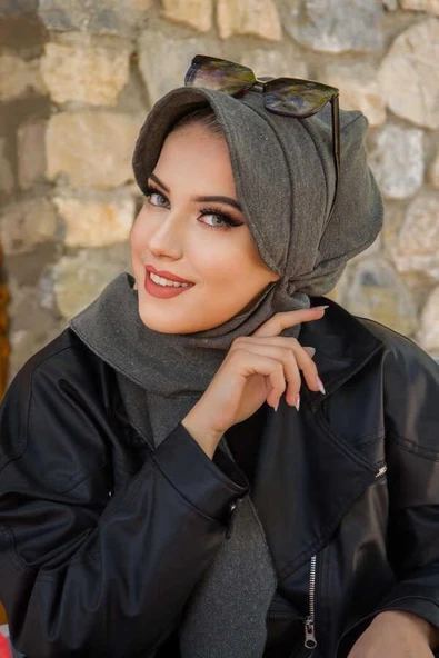 Haki Kaşe Tesettür Şapka - 2