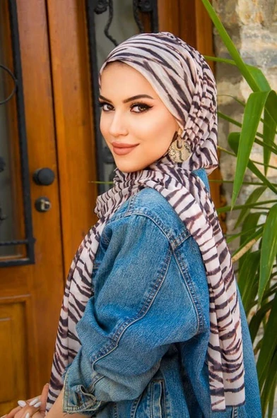 Zebra Desenli Bone Hazır Şal - Resim 2