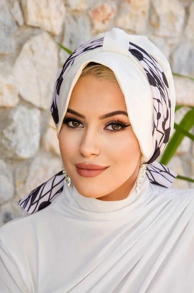 Kırık Beyaz Puan Bantlı Şapka Bone - Resim 2