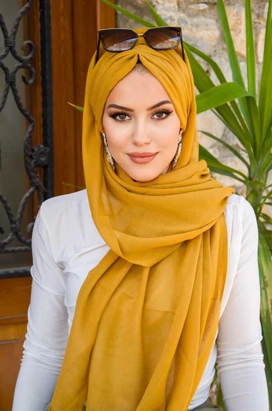 Hardal Büzgülü Hazır Şal - Resim 3