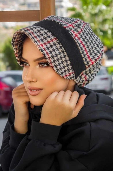 Siyah Garnili Şapka Bone - Resim 2