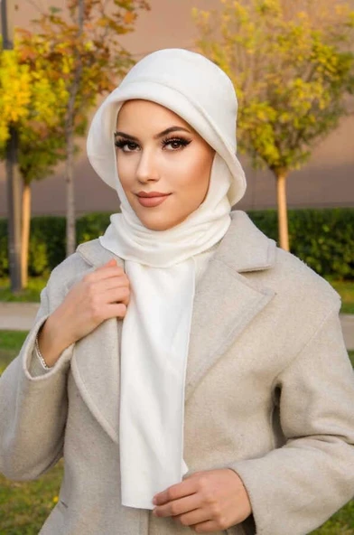 Beyaz Atkılı Vintage Şapka - Resim 2