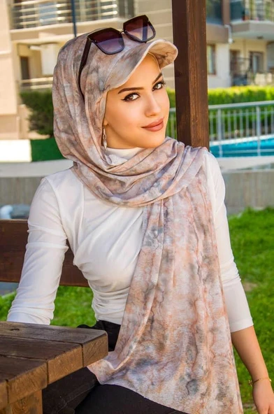 Ebruli Desen Kepli Bandana Şapka Şal ürün görseli