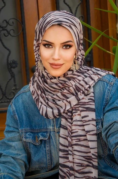 Zebra Desenli Bone Hazır Şal - Resim 3