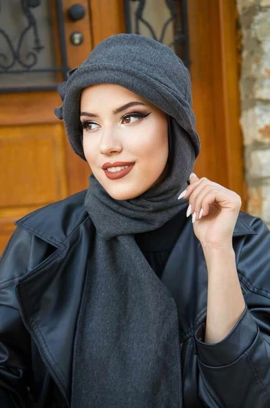 Füme Aksesuarlı Vintage Atkılı Şapka - Resim 3