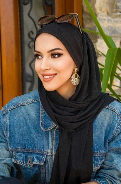 Siyah Kelebek Bone Şal - Resim 4