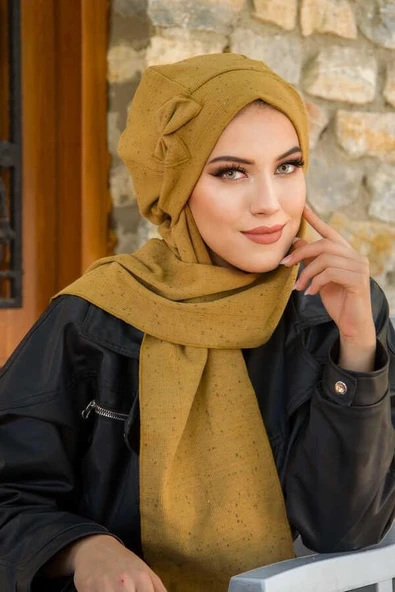 Hardal Karyağdı Fiyonklu Tesettür Bere ürün görseli