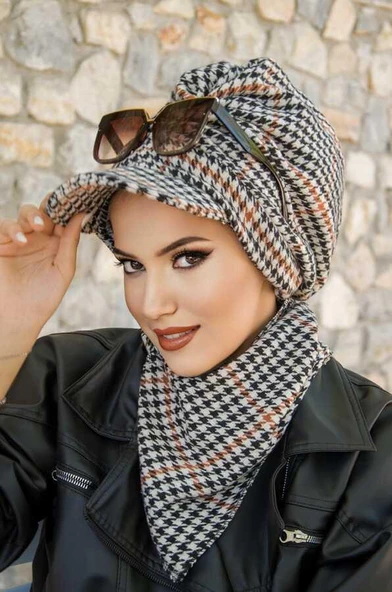 Taba Kazayağı Büzgülü Tesettür Şapka - Resim 3