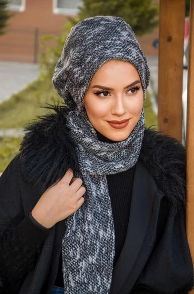 Gri Melanj  Tesettür Bere - Resim 4