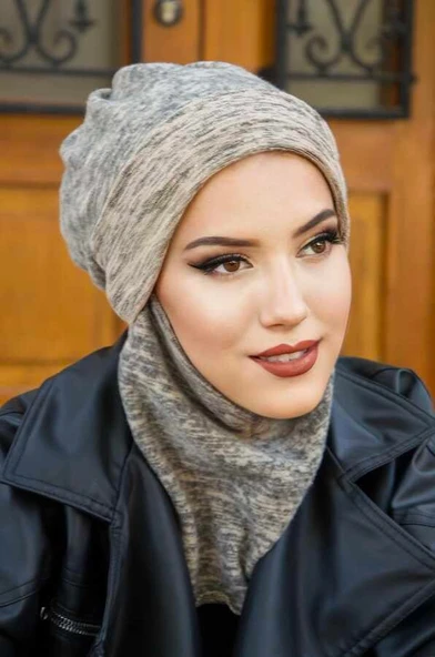 Bej Desen Maskeli Bere - Resim 3