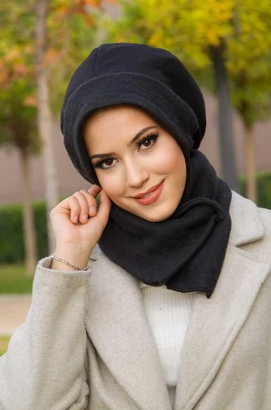 Siyah Şardonlu Tesettür Bere Ve Etol Takım - 3