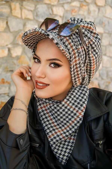 Taba Kazayağı Büzgülü Tesettür Şapka - Resim 2