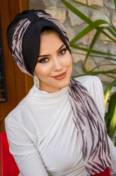 Siyah Zebra Desenli Şapka Bone - Resim 2