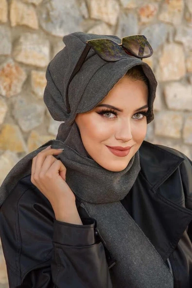 Haki Kaşe Tesettür Şapka - 3