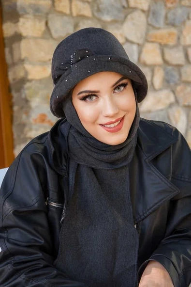 Antrasit Taş Detay Vintage Şapka ürün görseli