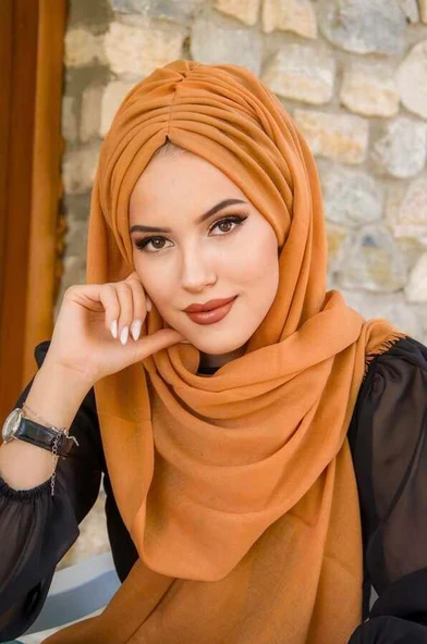 Camel Büzgülü Hazır Şal ürün görseli