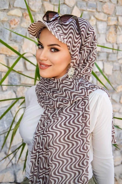 Kahve Helezon Desen Kepli Bandana Şapka Şal ürün görseli