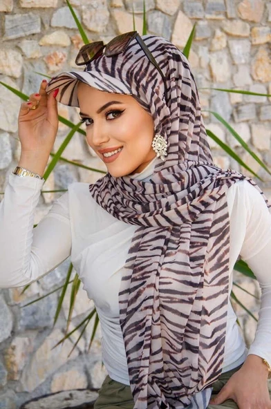 Zebra Desen Kepli Bandana Şapka Şal ürün görseli