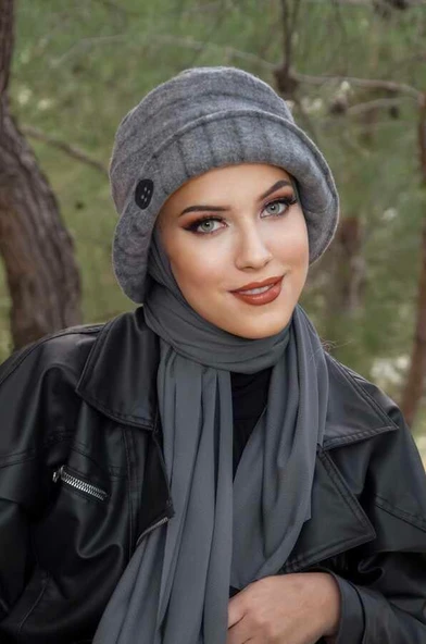 Füme Düğme Desen Bucket Şapka ürün görseli