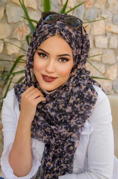 Siyah Batik Desen Piliseli Hazır Şal - 1