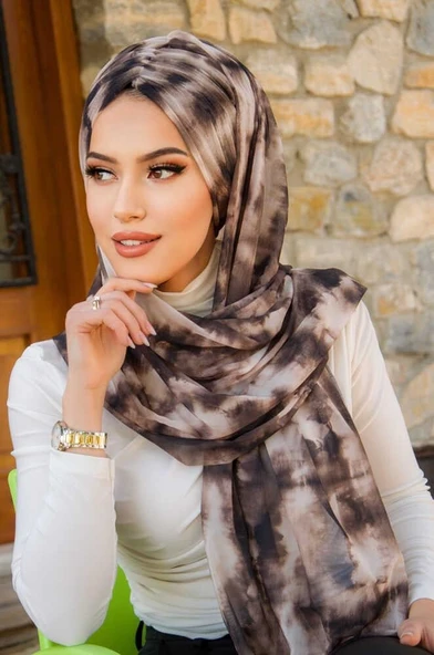 Kahve Vizon Batik Desen Hazır Şal ürün görseli