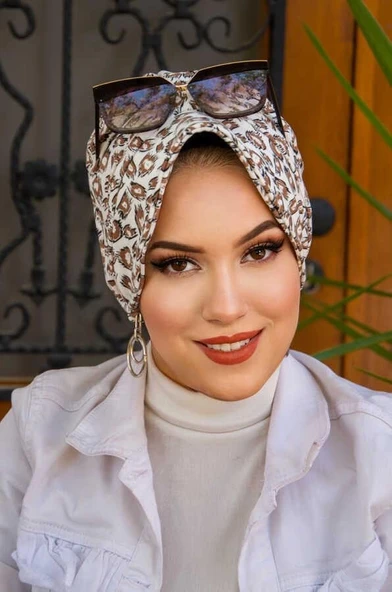 Camel Leopar Fularsız Şapka Bone - Resim 3