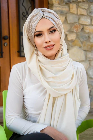 Kemik Dore Varaklı Burgu Hazır Şal - Resim 2