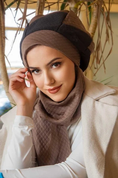 Vizon Siyah Kapitone Tesettür Bere - Resim 2